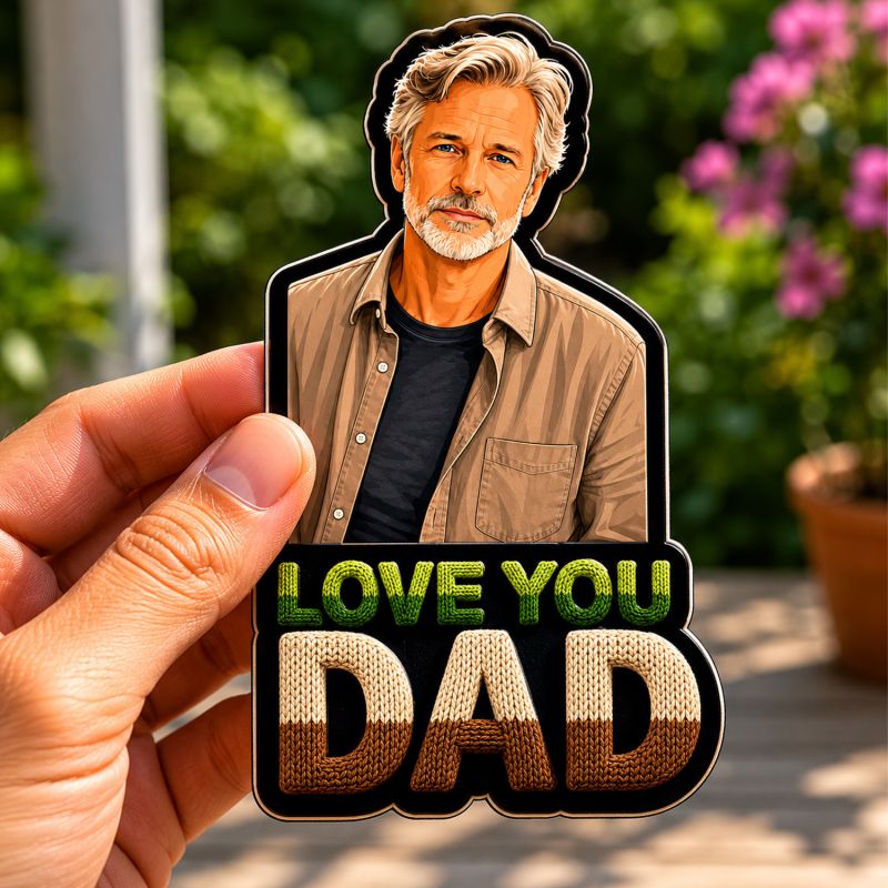 Personalized Love You Dad Fridge Magnet Father's Day and Birthday Gift for Papa Memory Photo Fridge Magnet
